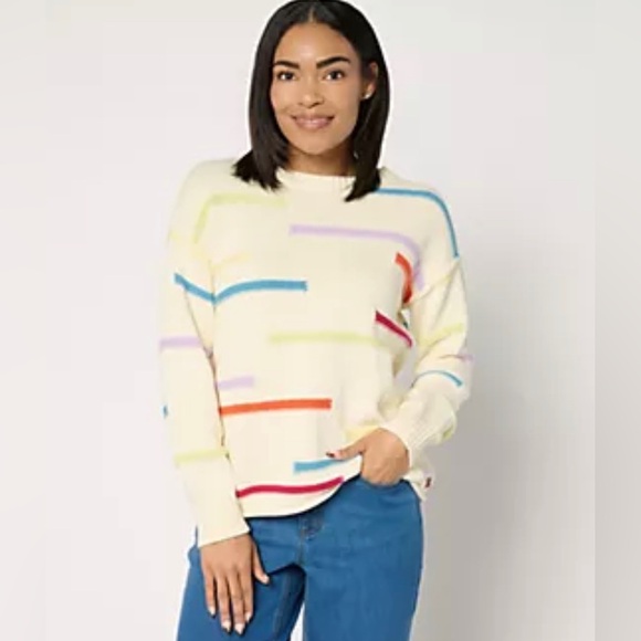 Peace Love World Sweaters - Peace Love World 100% Cotton Novelty Stitch Crew Neck Sweater, Size 1X, EUC